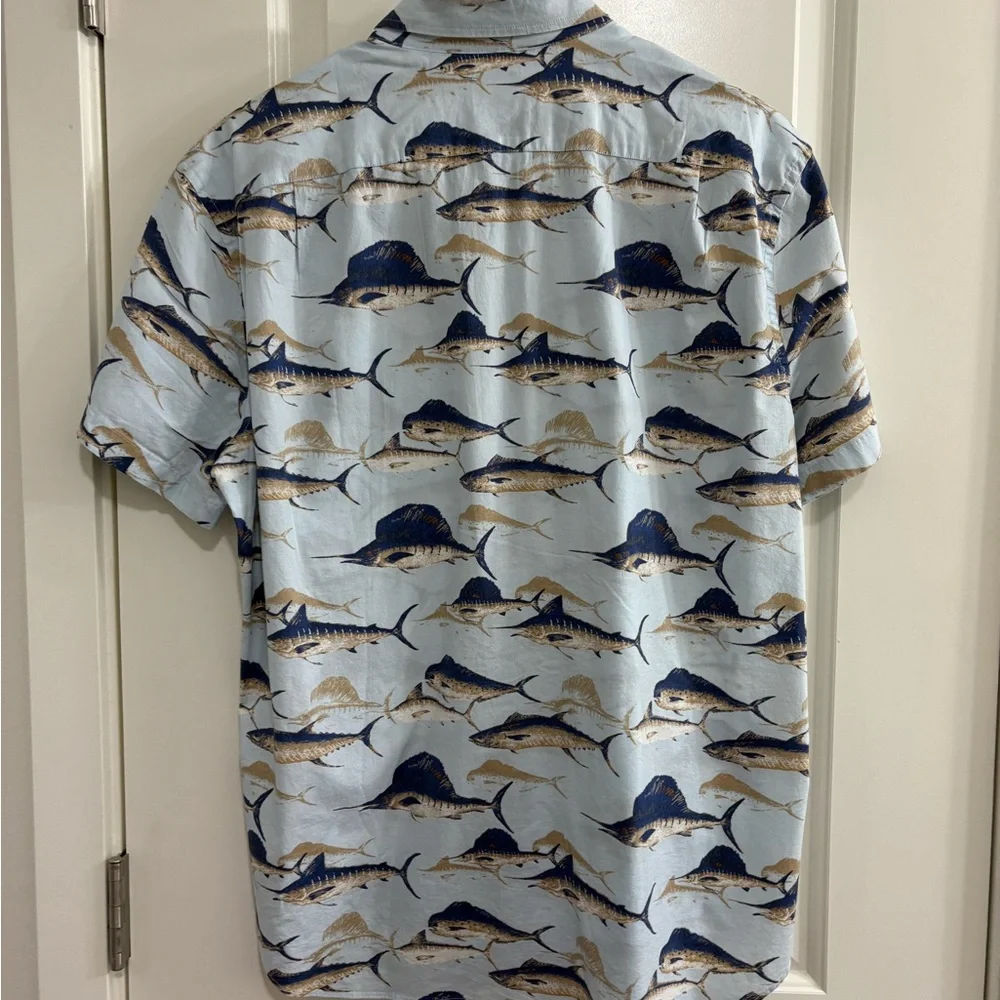 J. Crew Flex Light Blue Marlin Print Men’s Shirt